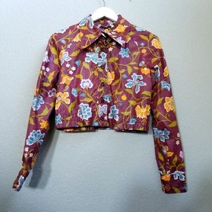 vtg joseph magnin cropped floral shirt jacket